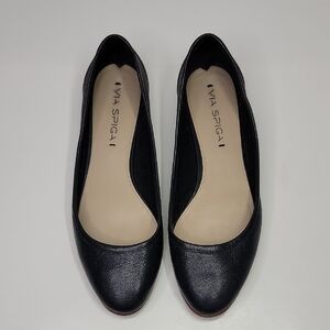 VIA SPIGA BLACK LEATHER BALLET FLATS SZ 7 WOMENS